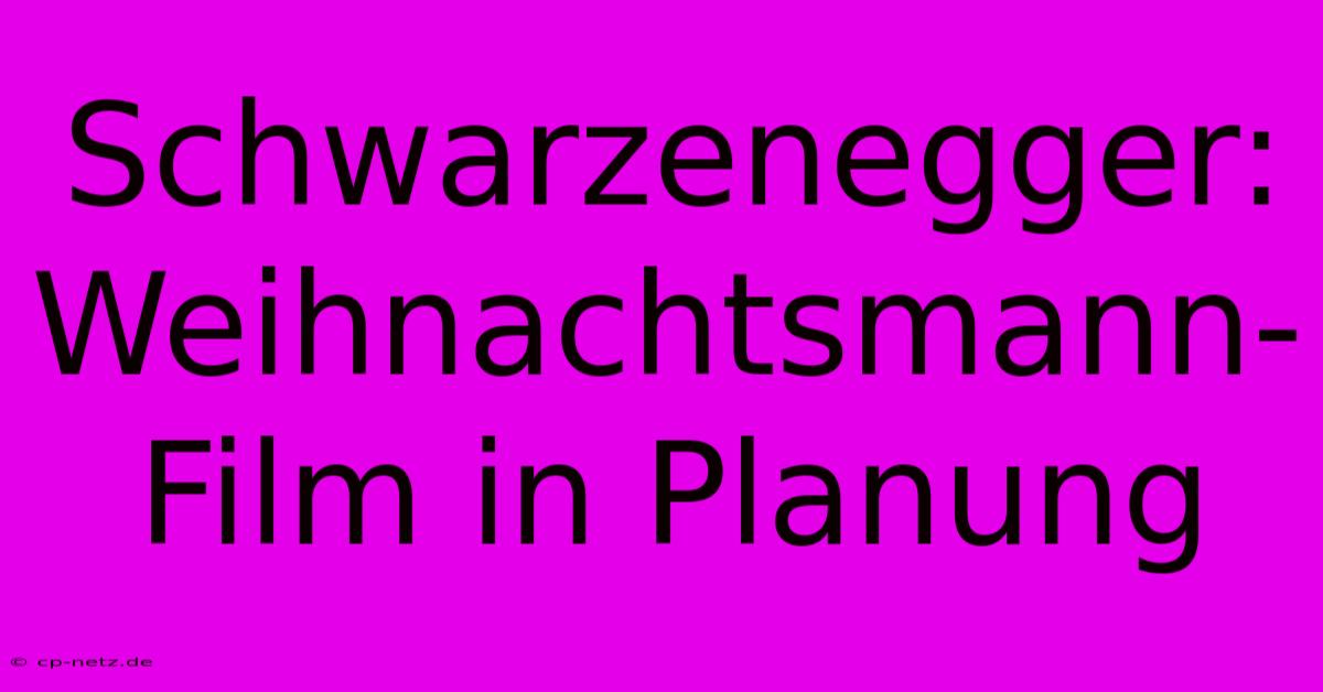 Schwarzenegger: Weihnachtsmann-Film In Planung