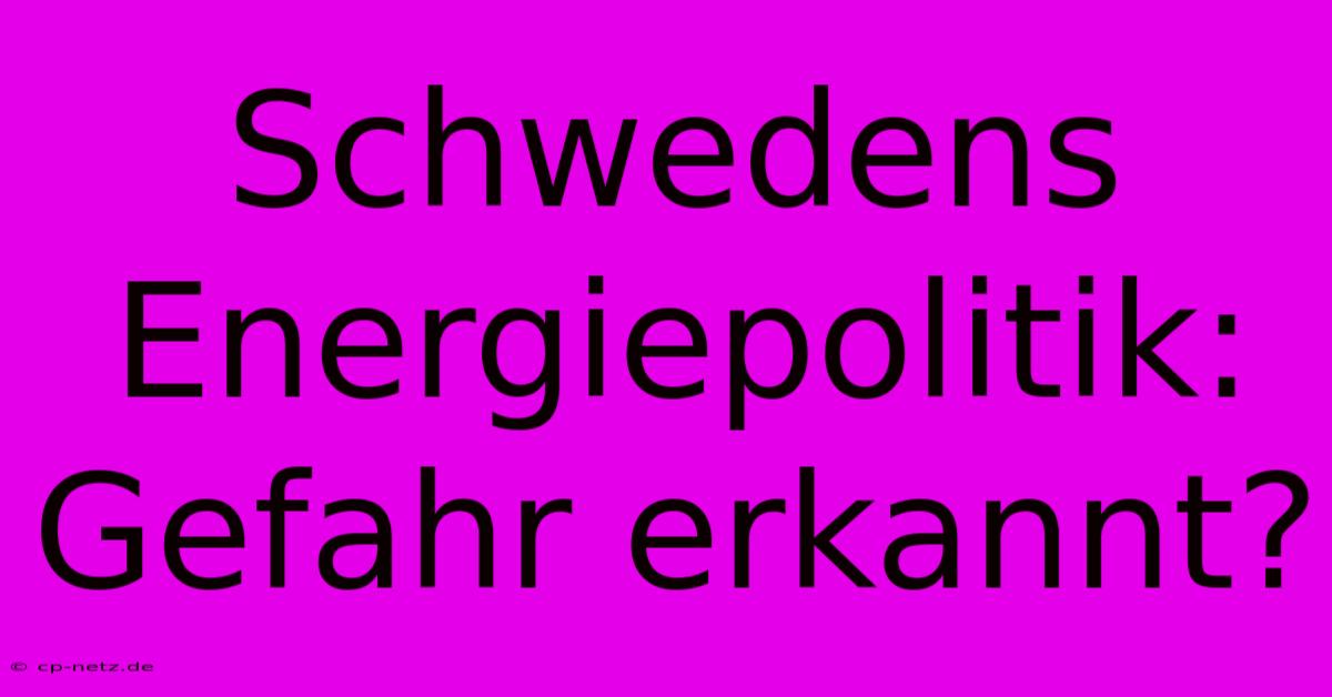 Schwedens Energiepolitik: Gefahr Erkannt?