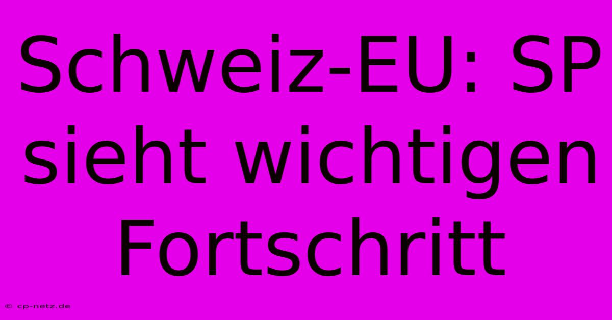 Schweiz-EU: SP Sieht Wichtigen Fortschritt