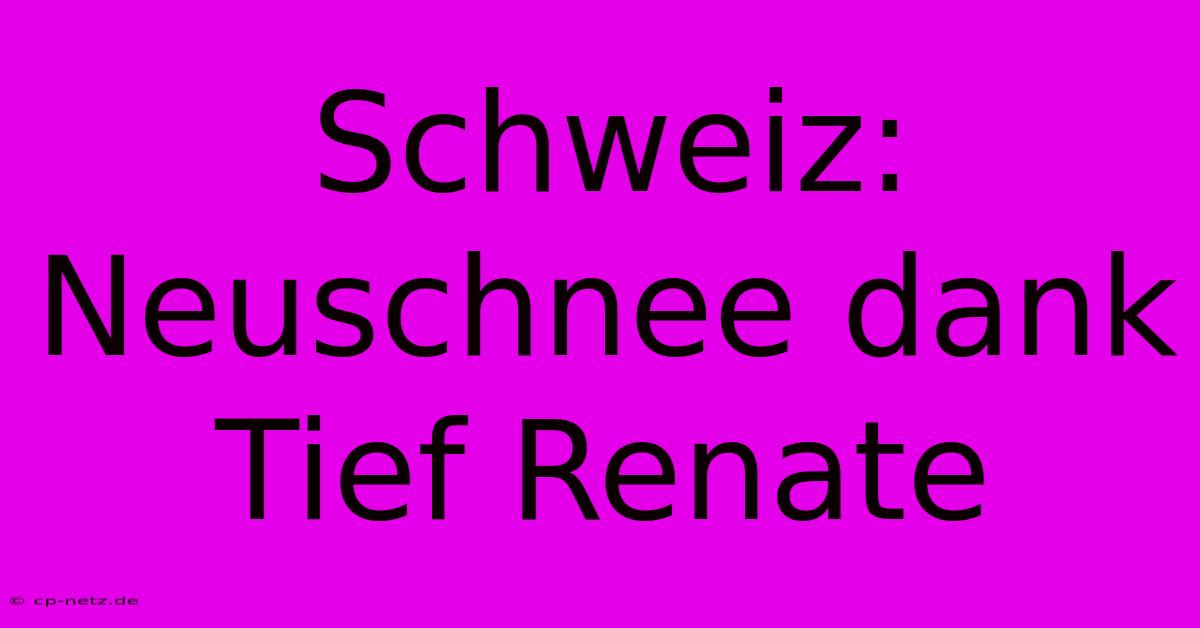 Schweiz: Neuschnee Dank Tief Renate