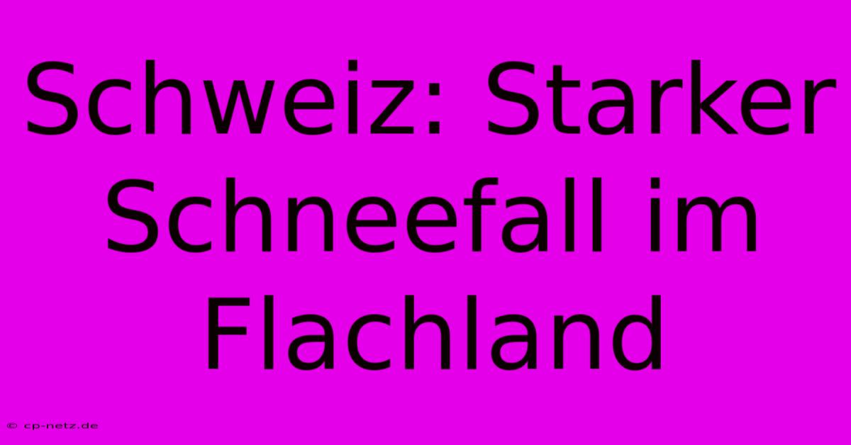 Schweiz: Starker Schneefall Im Flachland