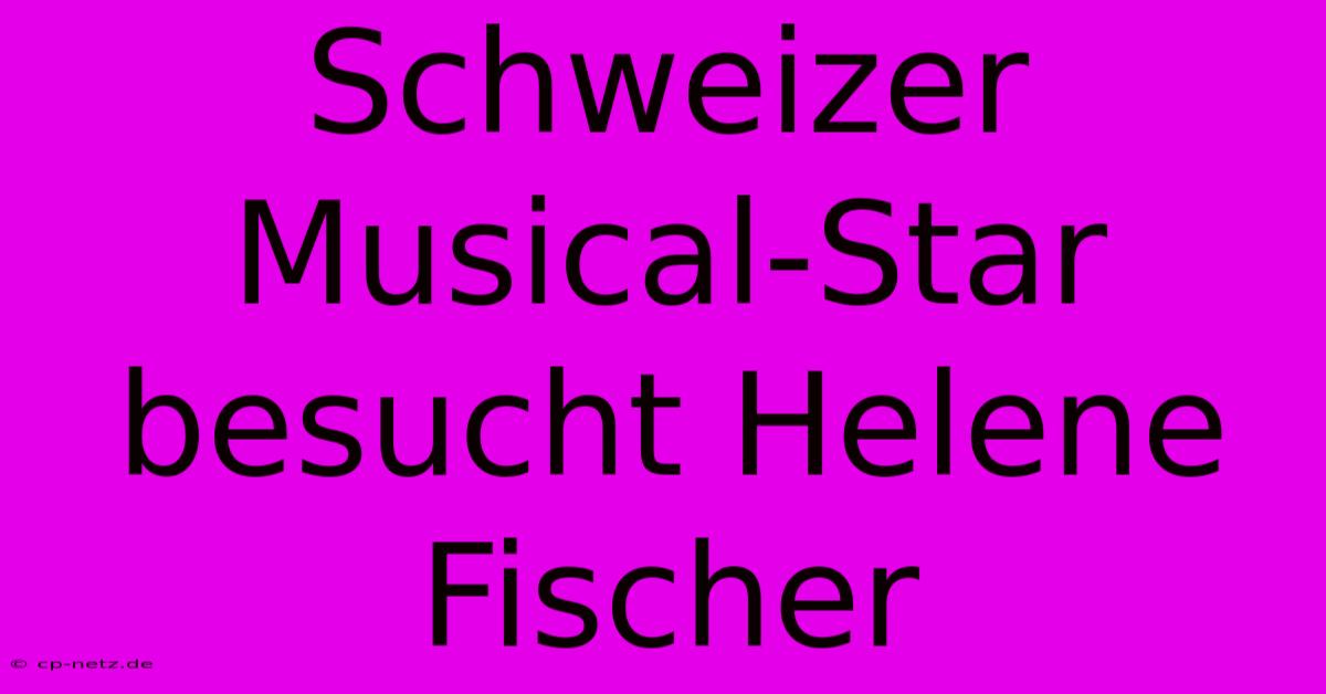 Schweizer Musical-Star Besucht Helene Fischer