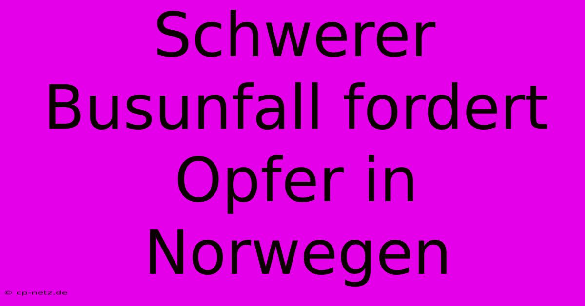 Schwerer Busunfall Fordert Opfer In Norwegen