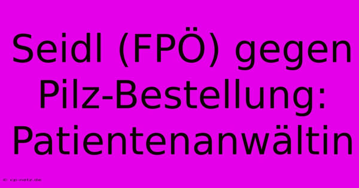 Seidl (FPÖ) Gegen Pilz-Bestellung: Patientenanwältin