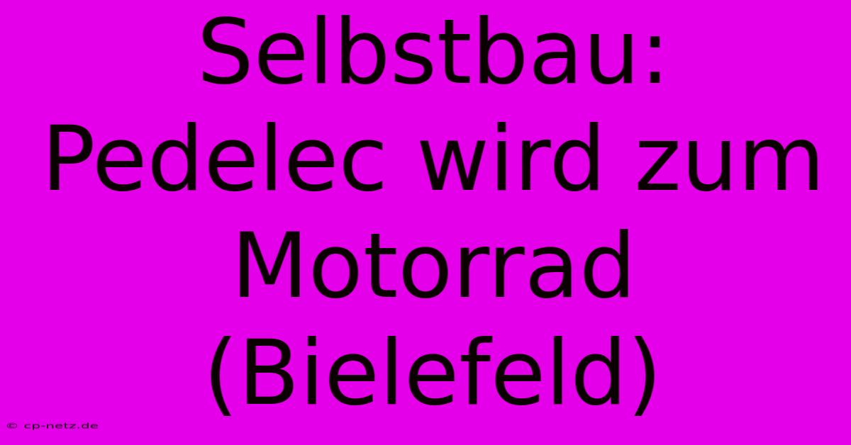 Selbstbau: Pedelec Wird Zum Motorrad (Bielefeld)