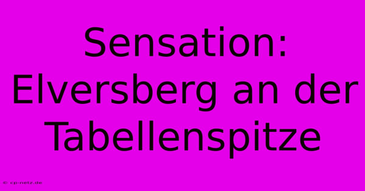 Sensation: Elversberg An Der Tabellenspitze