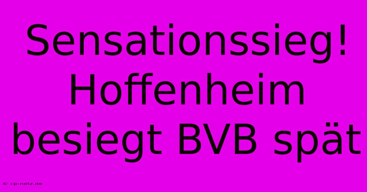 Sensationssieg! Hoffenheim Besiegt BVB Spät