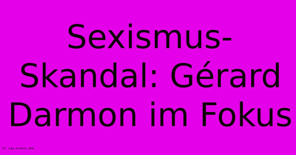 Sexismus-Skandal: Gérard Darmon Im Fokus