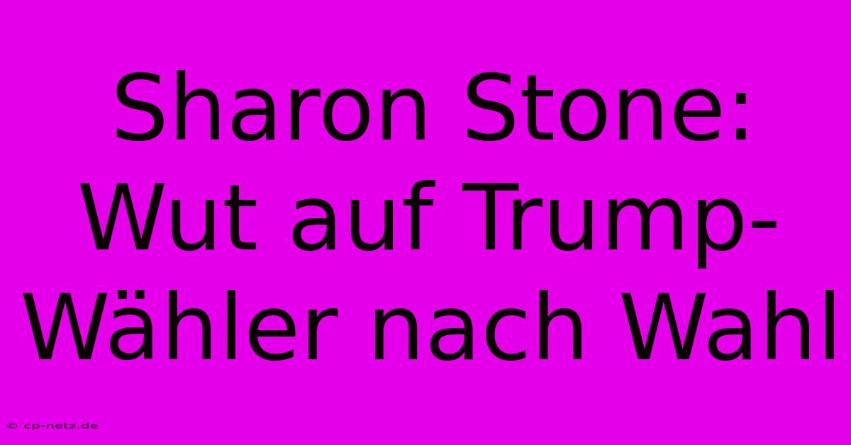 Sharon Stone: Wut Auf Trump-Wähler Nach Wahl