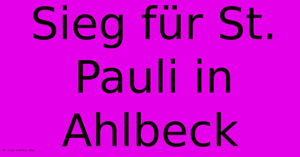 Sieg Für St. Pauli In Ahlbeck