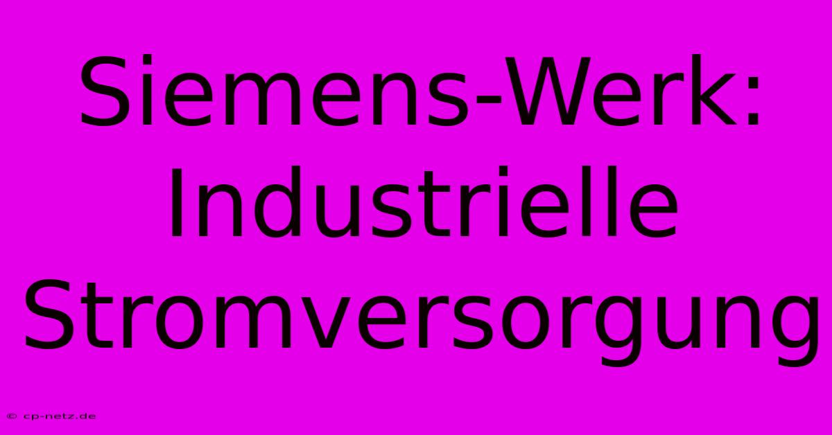 Siemens-Werk: Industrielle Stromversorgung