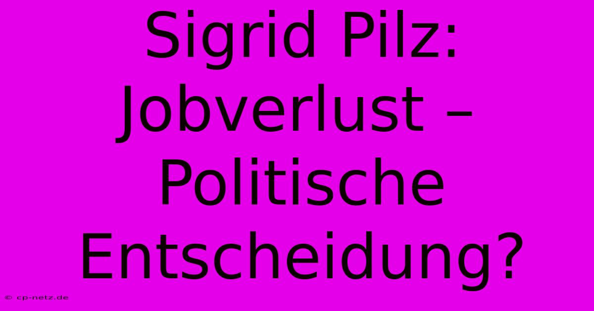 Sigrid Pilz: Jobverlust – Politische Entscheidung?