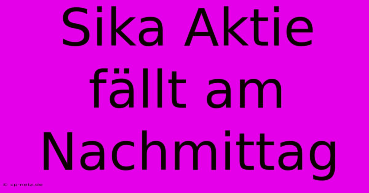 Sika Aktie Fällt Am Nachmittag