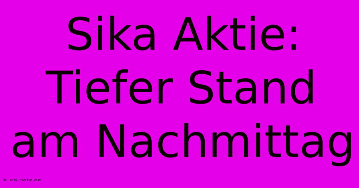 Sika Aktie: Tiefer Stand Am Nachmittag