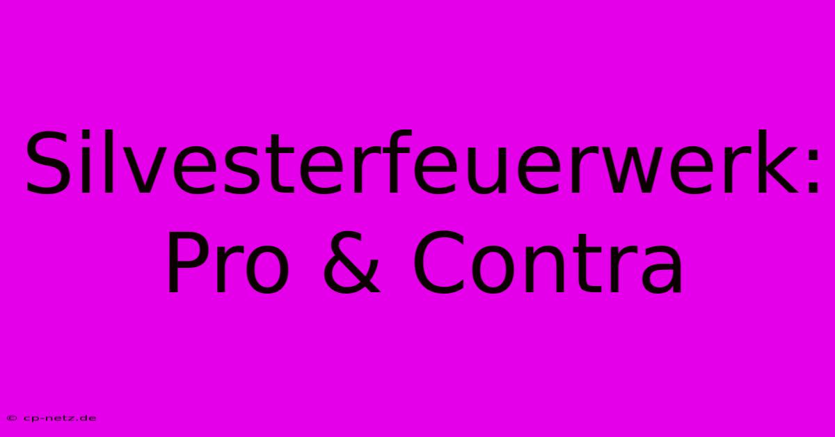 Silvesterfeuerwerk: Pro & Contra