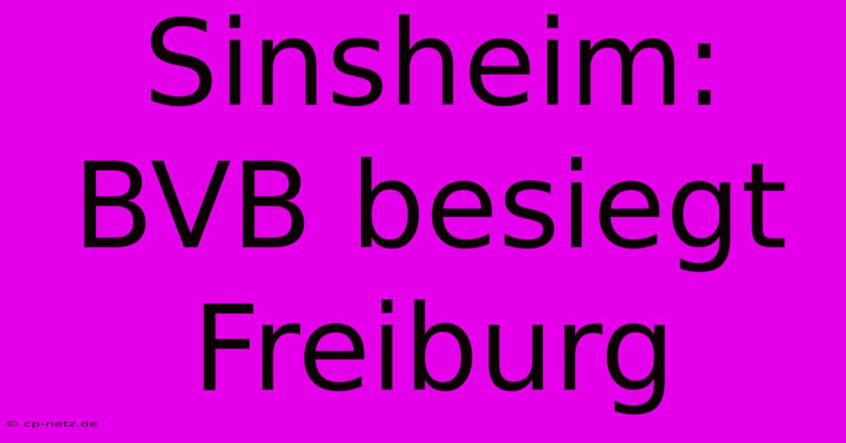 Sinsheim: BVB Besiegt Freiburg