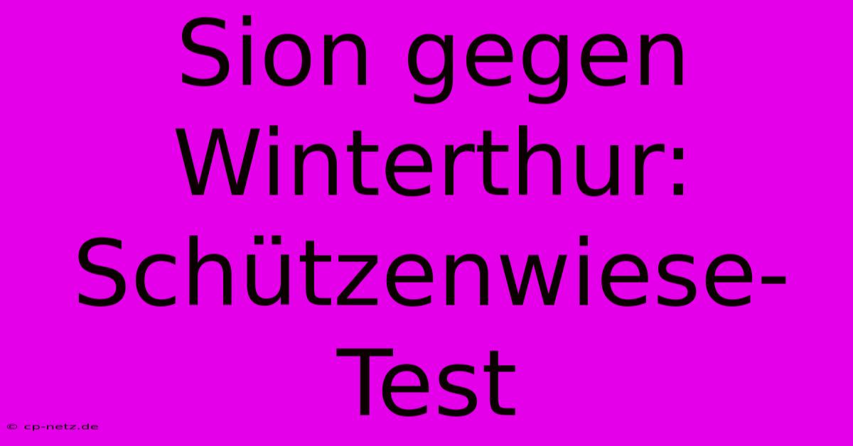 Sion Gegen Winterthur: Schützenwiese-Test