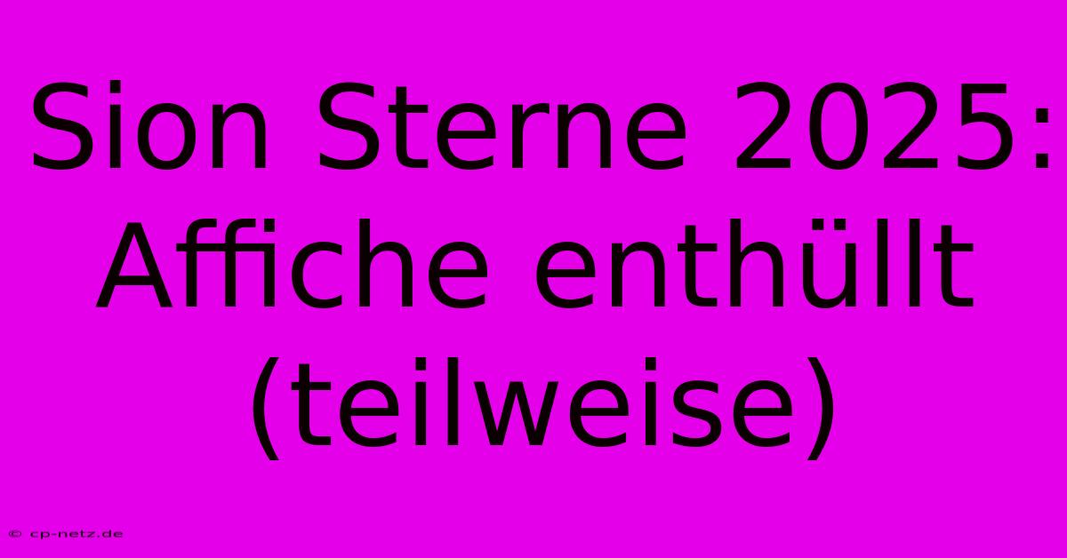 Sion Sterne 2025:  Affiche Enthüllt (teilweise)