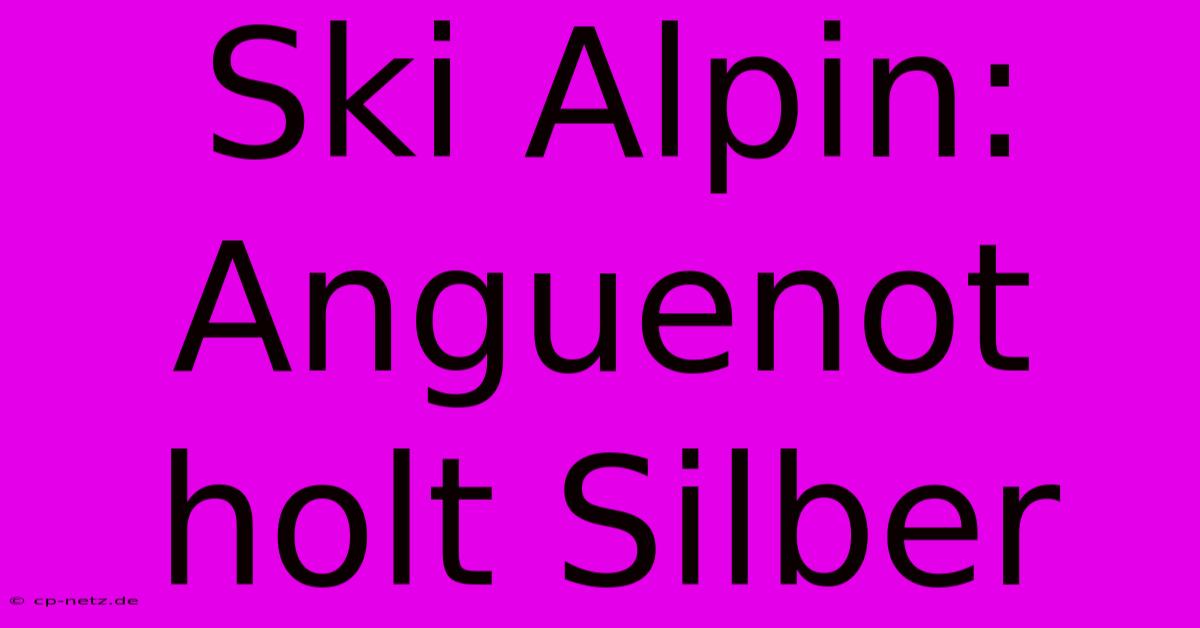 Ski Alpin: Anguenot Holt Silber