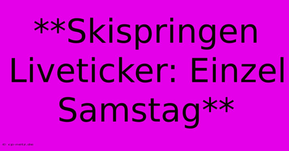 **Skispringen Liveticker: Einzel Samstag**