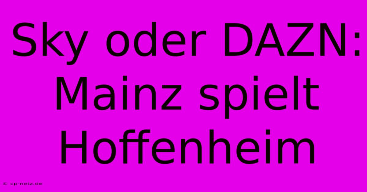 Sky Oder DAZN: Mainz Spielt Hoffenheim