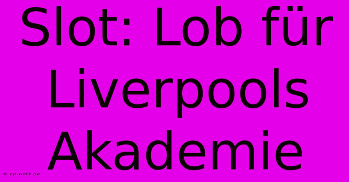 Slot: Lob Für Liverpools Akademie