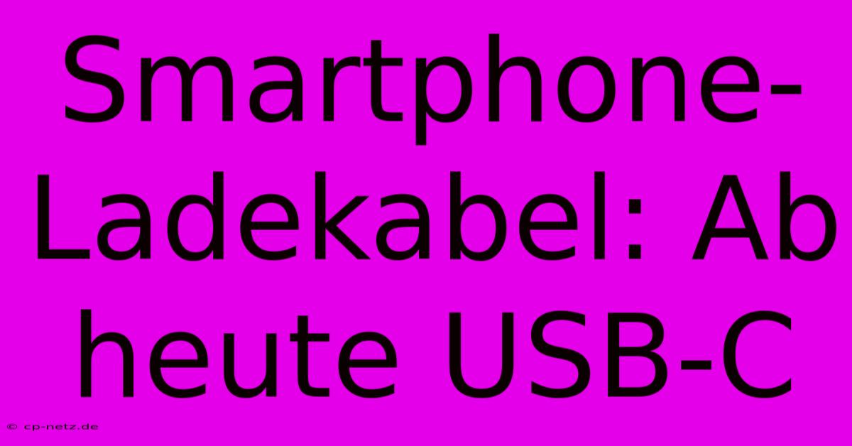 Smartphone-Ladekabel: Ab Heute USB-C