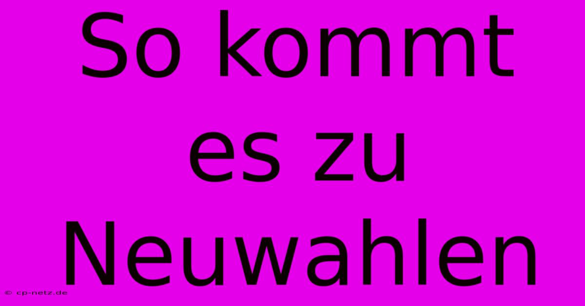 So Kommt Es Zu Neuwahlen