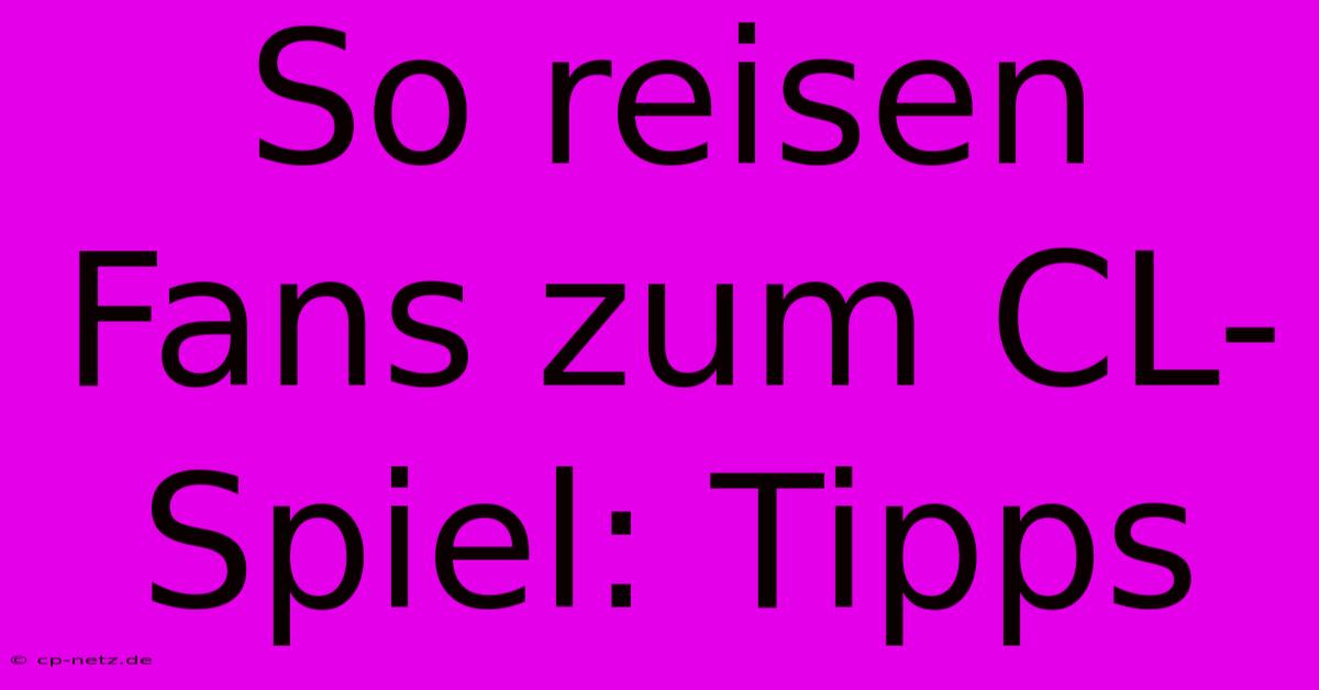 So Reisen Fans Zum CL-Spiel: Tipps