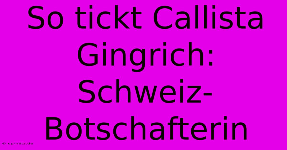 So Tickt Callista Gingrich: Schweiz-Botschafterin