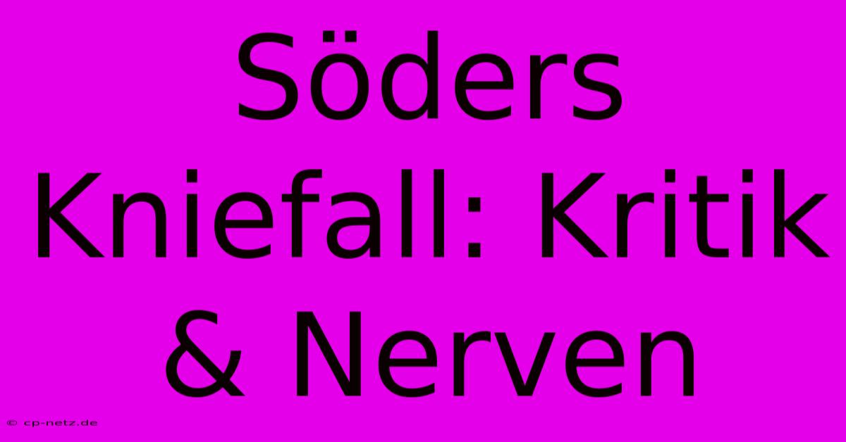 Söders Kniefall: Kritik & Nerven