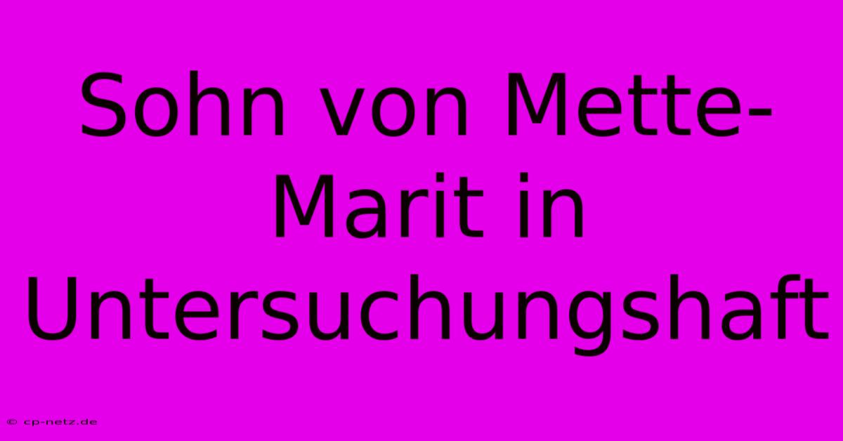 Sohn Von Mette-Marit In Untersuchungshaft