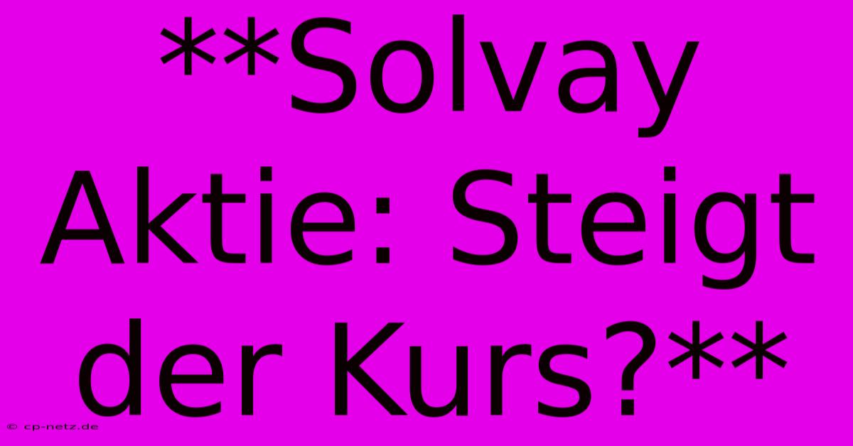 **Solvay Aktie: Steigt Der Kurs?** 