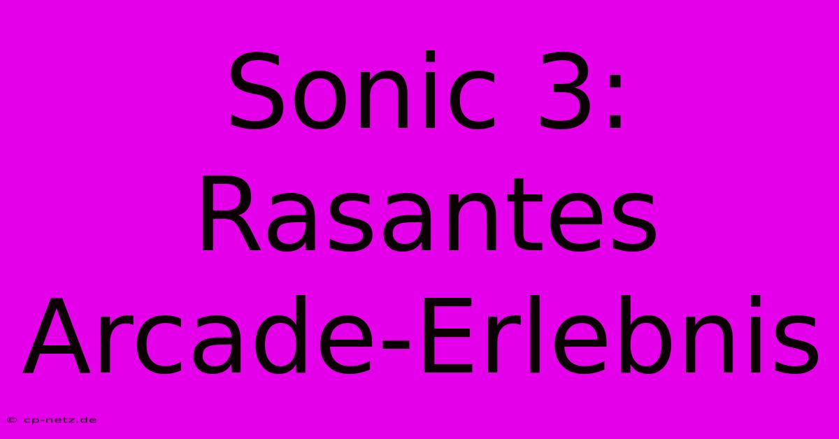 Sonic 3:  Rasantes Arcade-Erlebnis