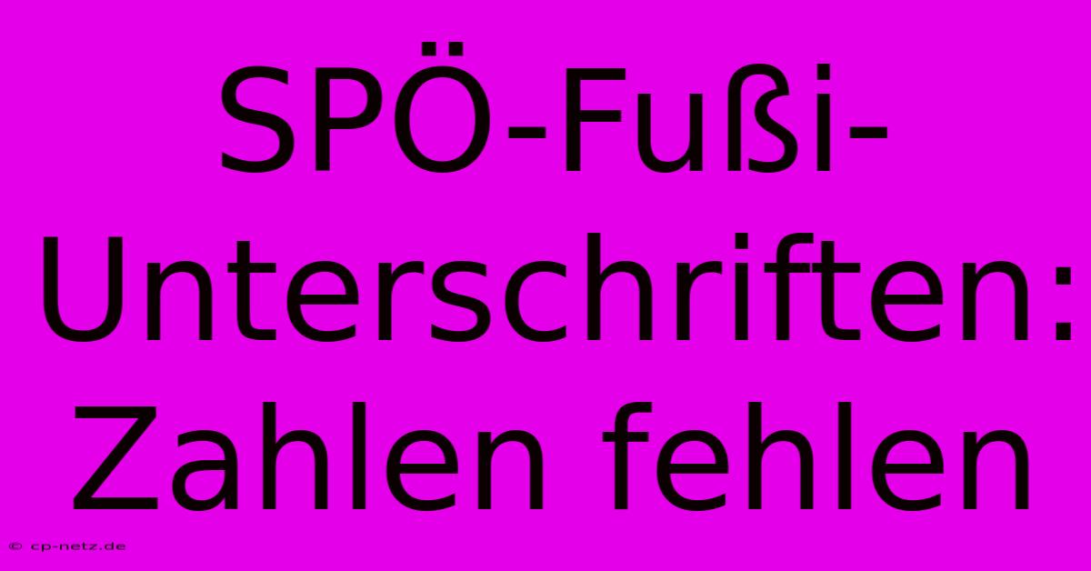 SPÖ-Fußi-Unterschriften: Zahlen Fehlen