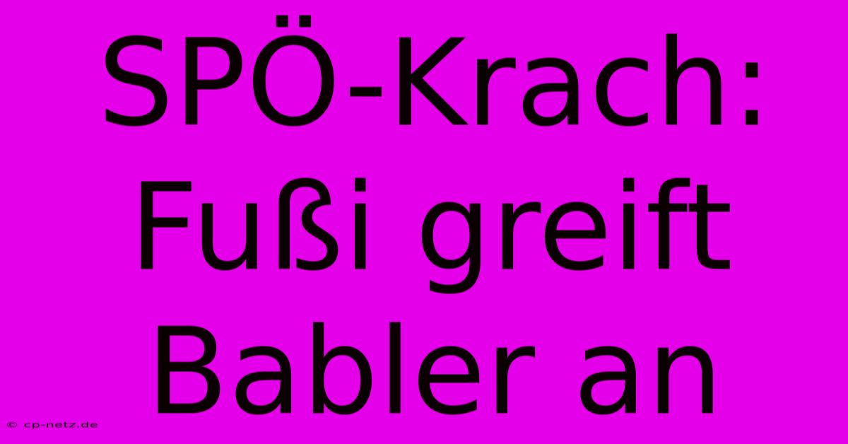 SPÖ-Krach: Fußi Greift Babler An