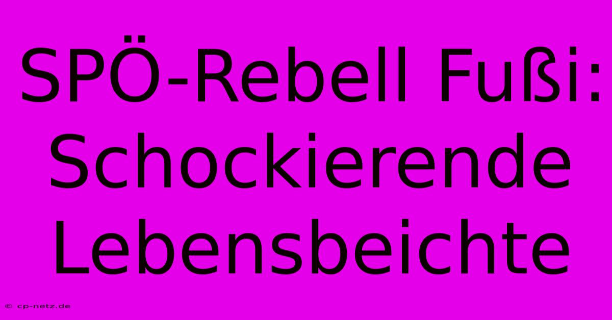 SPÖ-Rebell Fußi: Schockierende Lebensbeichte