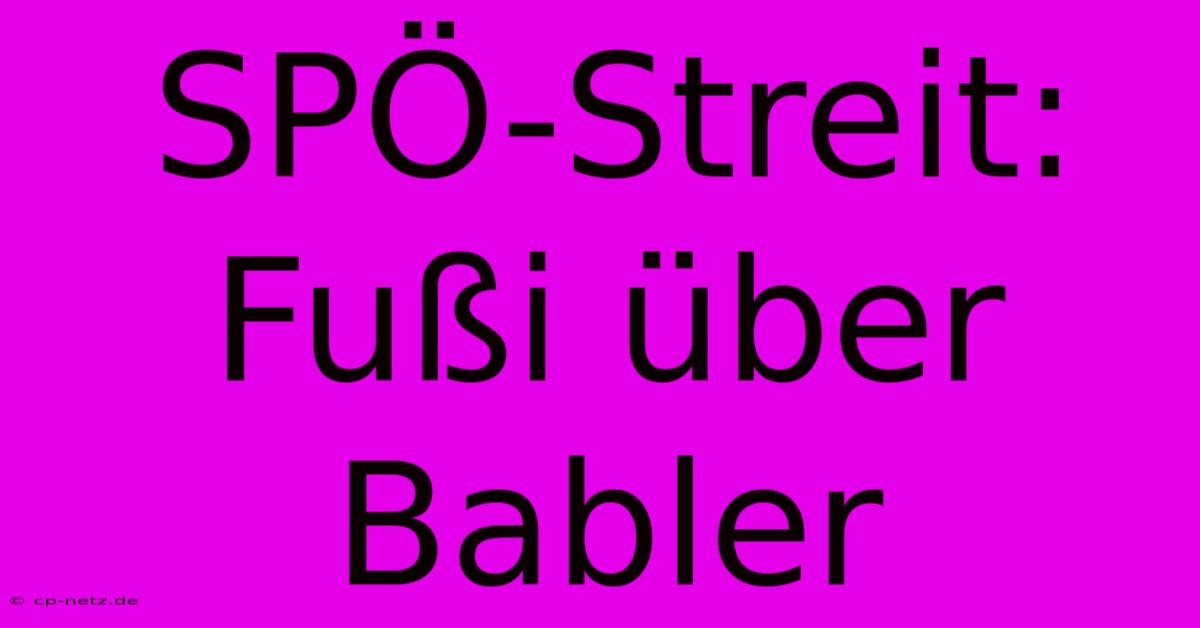 SPÖ-Streit: Fußi Über Babler