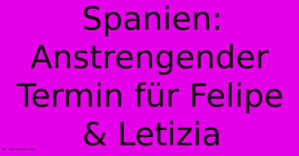 Spanien: Anstrengender Termin Für Felipe & Letizia