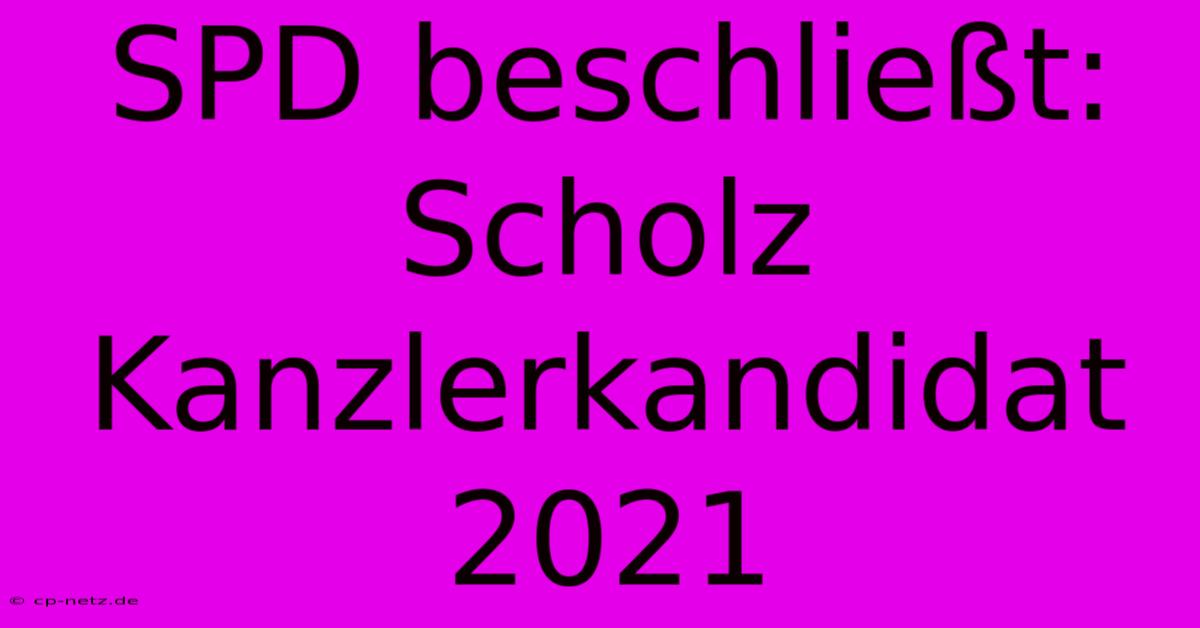 SPD Beschließt: Scholz Kanzlerkandidat 2021