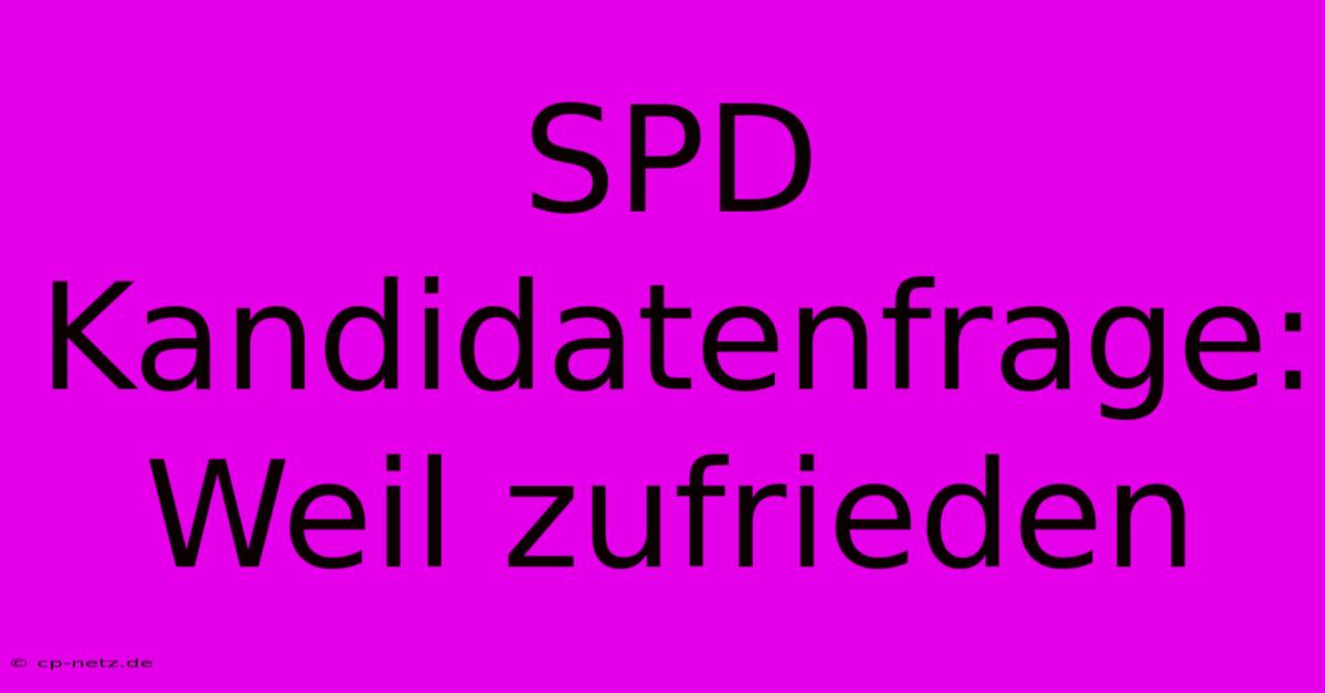 SPD Kandidatenfrage: Weil Zufrieden