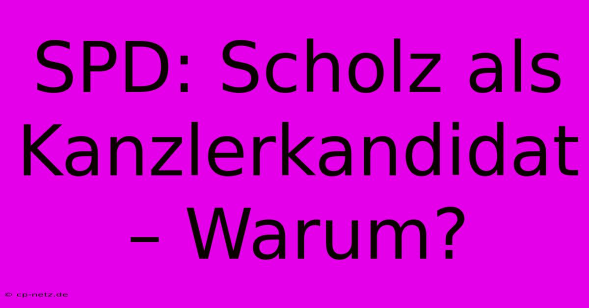 SPD: Scholz Als Kanzlerkandidat – Warum?