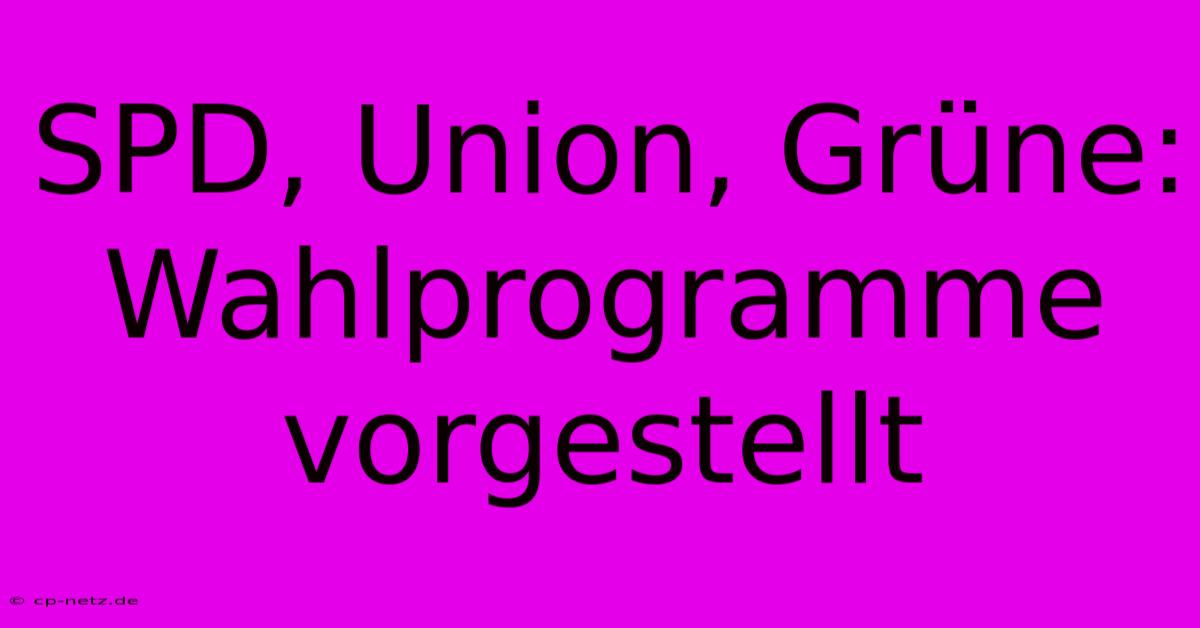 SPD, Union, Grüne: Wahlprogramme Vorgestellt