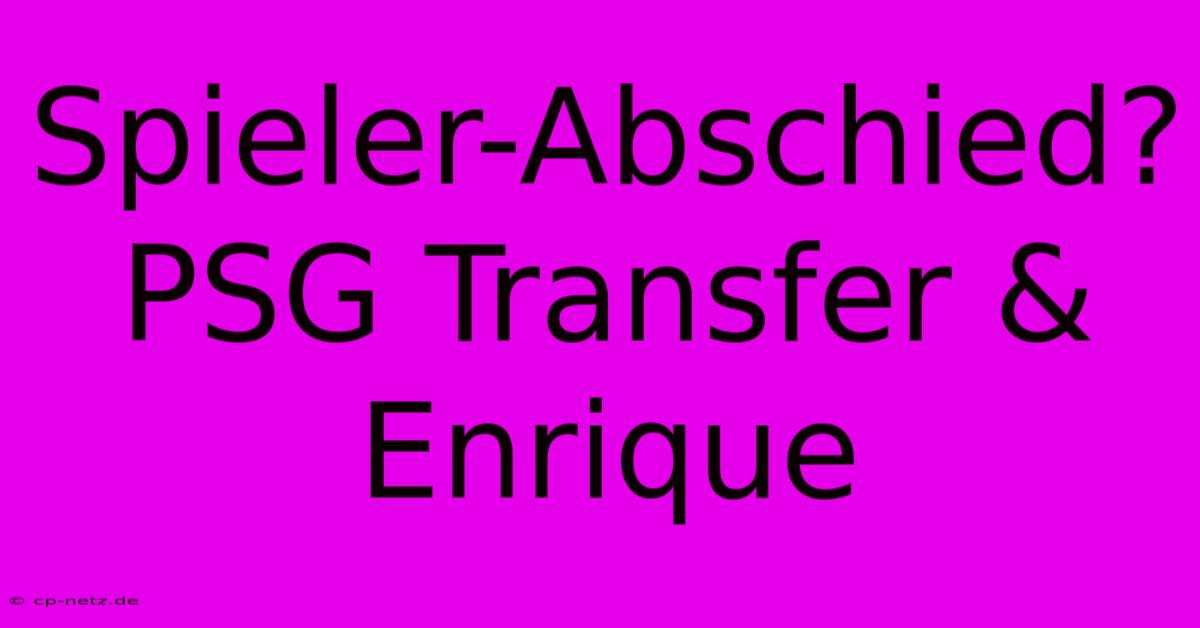 Spieler-Abschied? PSG Transfer & Enrique