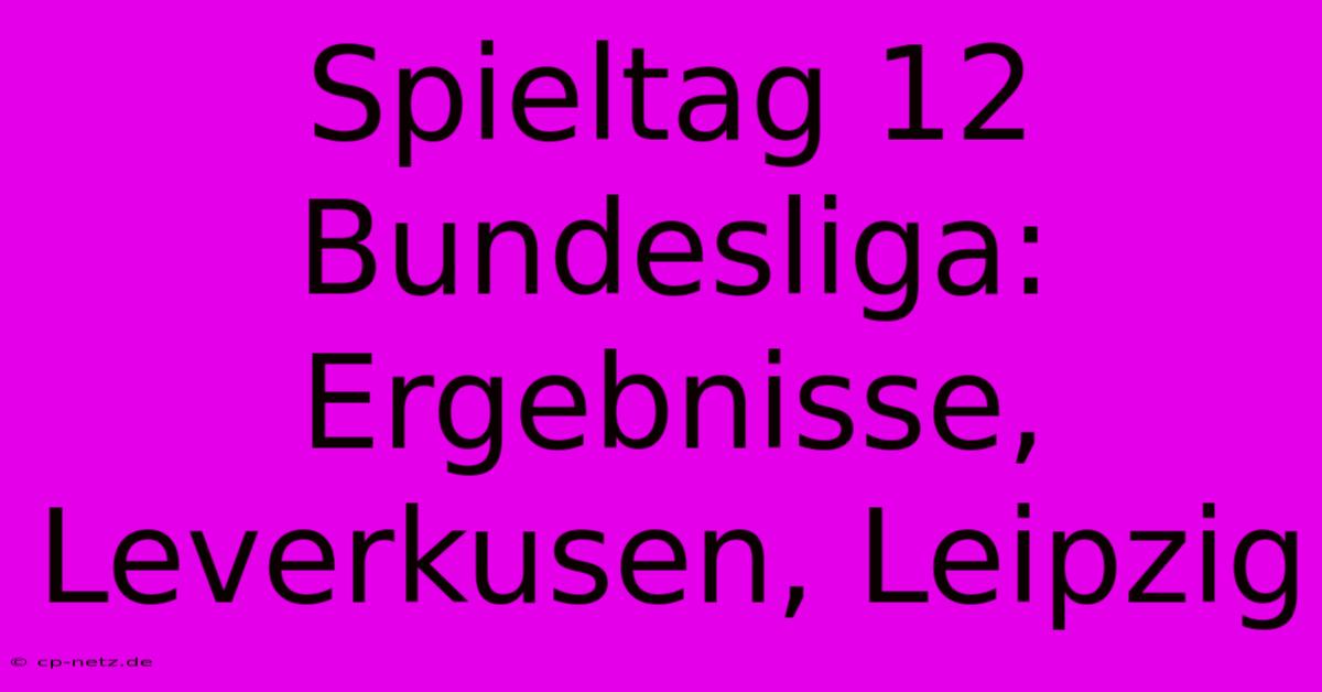 Spieltag 12 Bundesliga: Ergebnisse, Leverkusen, Leipzig