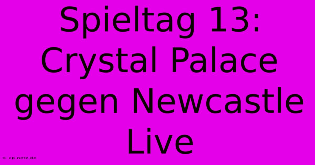 Spieltag 13: Crystal Palace Gegen Newcastle Live