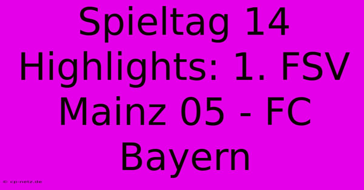 Spieltag 14 Highlights: 1. FSV Mainz 05 - FC Bayern