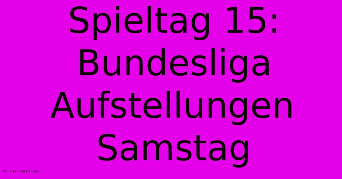 Spieltag 15: Bundesliga Aufstellungen Samstag