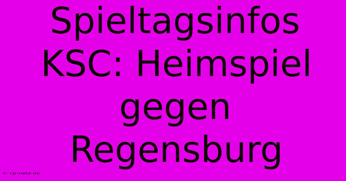 Spieltagsinfos KSC: Heimspiel Gegen Regensburg