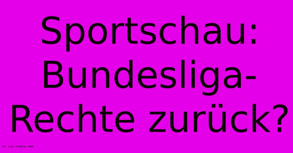 Sportschau: Bundesliga-Rechte Zurück?